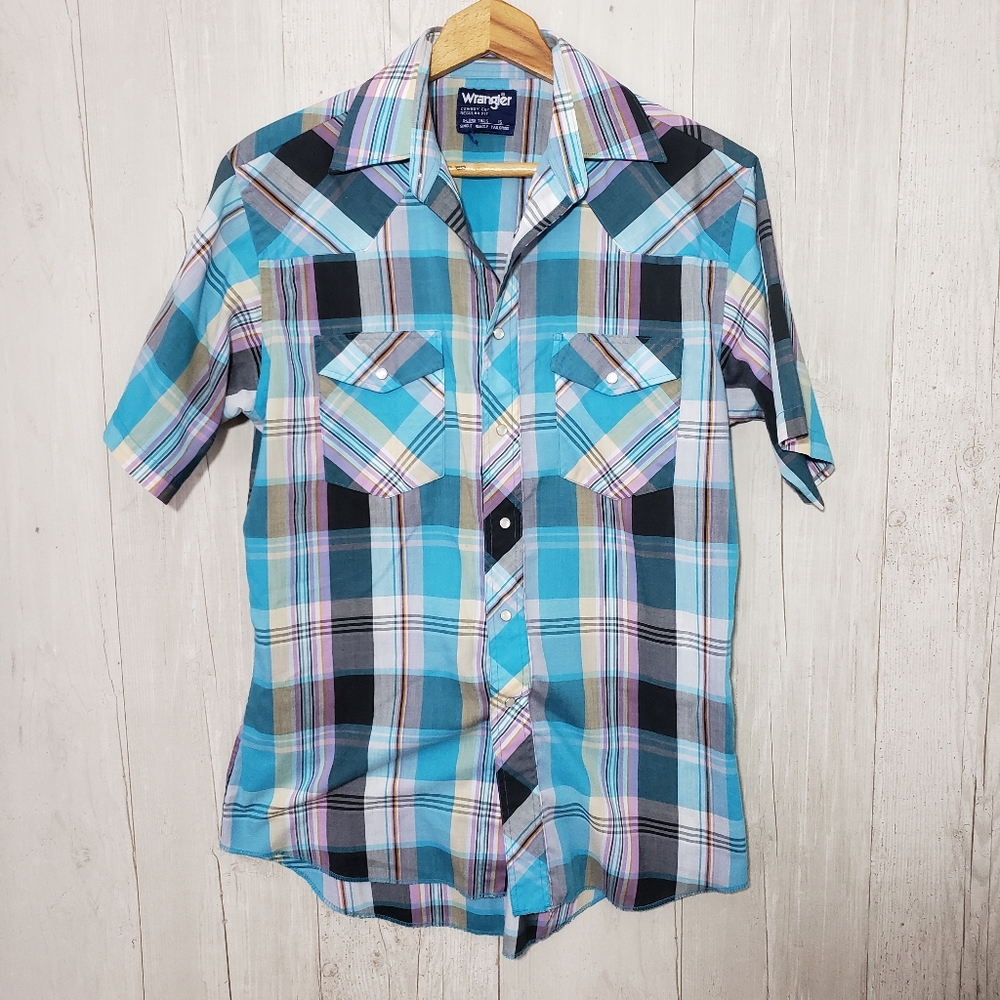 Wrangler Pearl Snap Mens Western Shirt Plaid